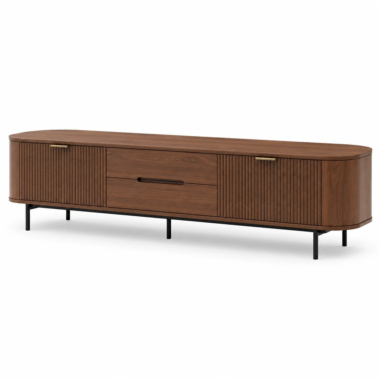 Modernes TV-Lowboard mit Lamellen-Walnuss-LuxeSelvia